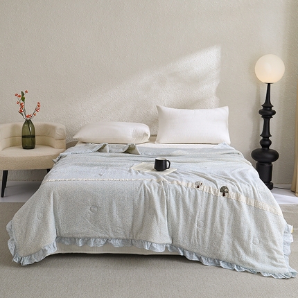 91家纺网 家纺一手货源 找家纺 （总）有货2025新款韩系皱皱纱森系治愈被