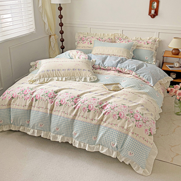 91家纺网 家纺一手货源 找家纺 澳梵家居 2025新款全棉印花韩版花间捕梦四件套 花间捕梦