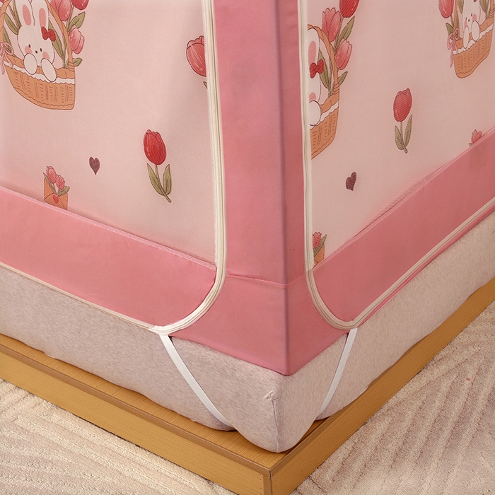 91家纺网 家纺一手货源 找家纺 显高蚊帐 2025新款U型坐床遮光防尘床帘式蚊帐 郁金香