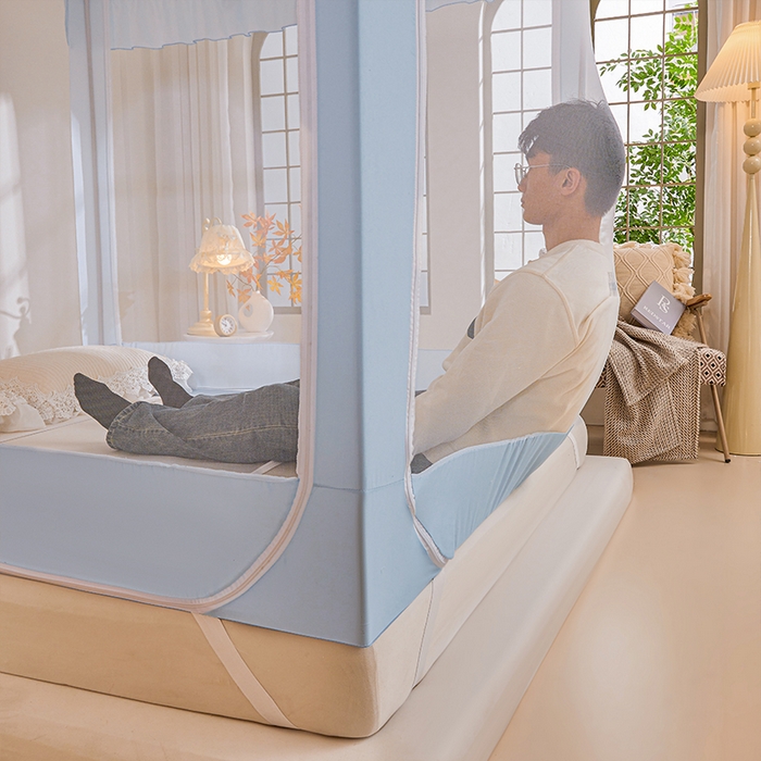 91家纺网 家纺一手货源 找家纺 锦逸家居 2025新款花边防摔坐床蚊帐 旺旺家（带遮光帘）