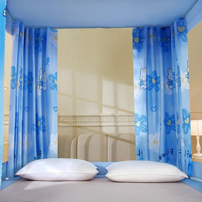 91家纺网 家纺一手货源 找家纺 显高蚊帐 2025新款U型坐床遮光防尘床帘式蚊帐 萌萌兔