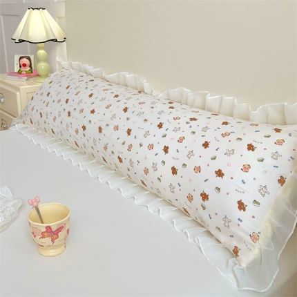 91家纺网 家纺一手货源 找家纺 梦舒羽2025新款针织棉双层纱花边枕头套情侣双人枕套枕芯套枕头内胆套 花边款-蛋糕萌犬