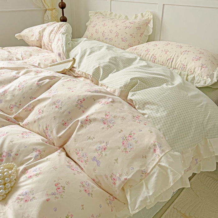 91家纺网 家纺一手货源 找家纺 澳梵家居 2025新款全棉印花韩版花间捕梦四件套 月亮茶会