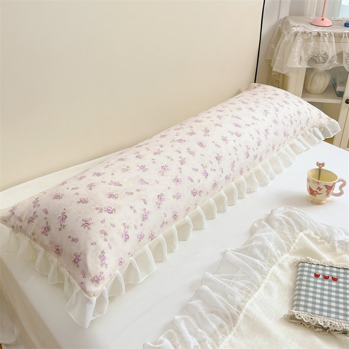 91家纺网 家纺一手货源 找家纺 梦舒羽2025新款针织棉双层纱花边枕头套情侣双人枕套枕芯套枕头内胆套 花边款-花朝如约