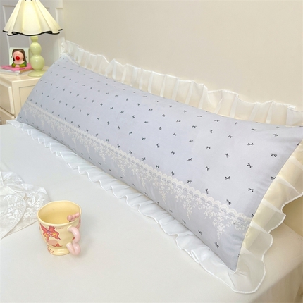 梦舒羽2025新款针织棉双层纱花边枕头套情侣双人枕套枕芯套枕头内胆套 花边款-蝴蝶结