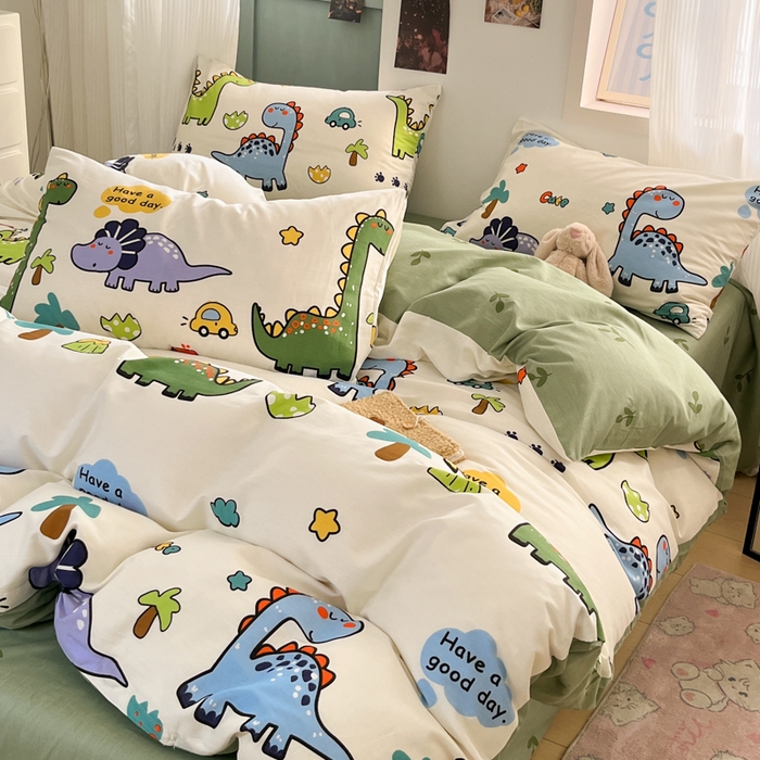 91家纺网 家纺一手货源 找家纺 寻米 2025新款13070全棉纯棉印花单被套 恐龙乐园