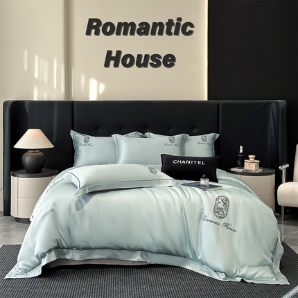 91家纺网 家纺一手货源 找家纺 （总）床绮 2025新款水洗真丝刺绣四件套-以爱之名-风格一