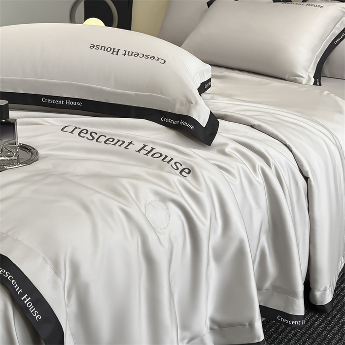 91家纺网 家纺一手货源 找家纺 笙意家纺 2025新款水洗冰丝夏被四件套-卡瑞娜系列 山灰