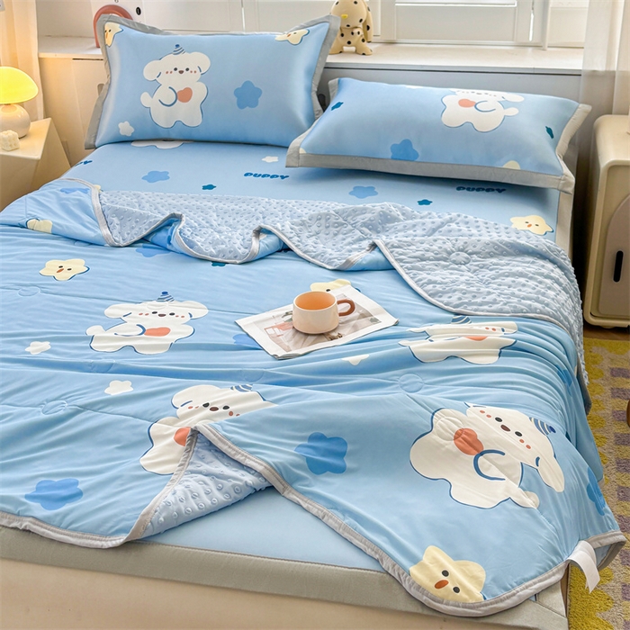 91家纺网 家纺一手货源 找家纺 （总）雯豆2025春夏新款凉感丝夏被空调被子印花A类卡通小清新夏被