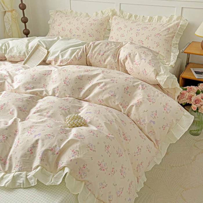 91家纺网 家纺一手货源 找家纺 澳梵家居 2025新款全棉印花韩版花间捕梦四件套 月亮茶会