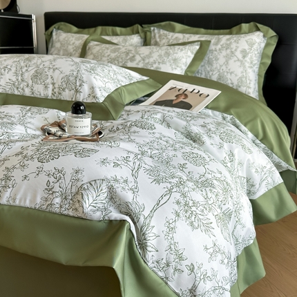 金牛座2025新款细斜纹数码印花缦影四件套 缦影-橄榄绿