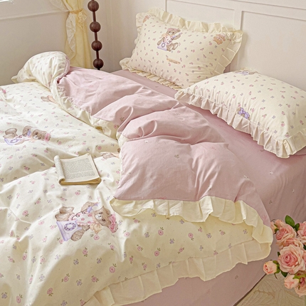 91家纺网 家纺一手货源 找家纺 （总）澳梵家居 2025新款全棉印花韩版花间捕梦四件套