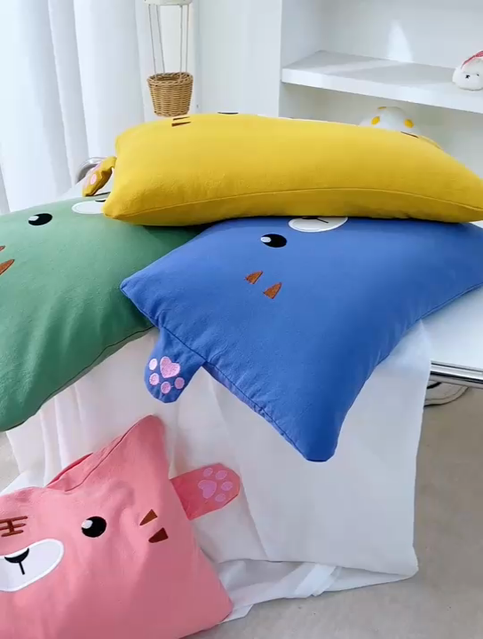 91家纺网 家纺一手货源 找家纺 （总）芯洲 2025新款荞麦枕卡通水洗棉全棉小老虎儿童学生枕芯枕头