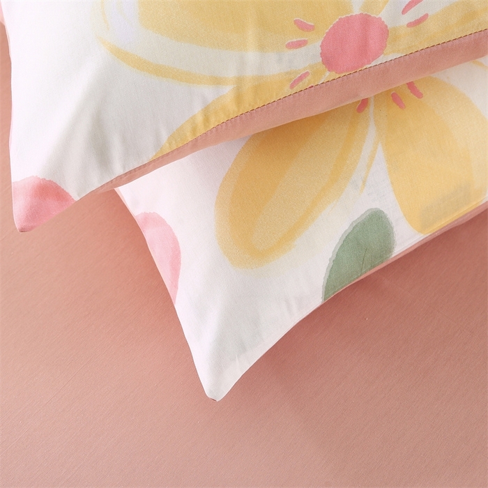 91家纺网 家纺一手货源 找家纺 梦舒羽2025新款全棉小清新印花加厚宿舍床单床裙款四件套 丽漫-全棉