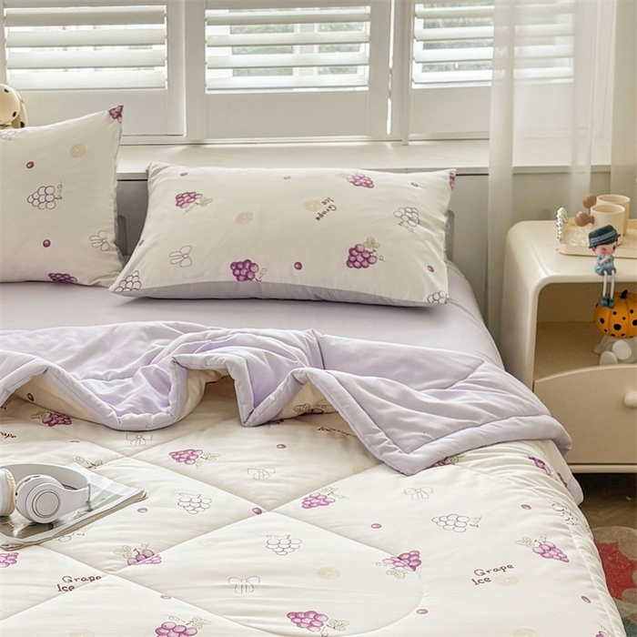 91家纺网 家纺一手货源 找家纺   壹张床  2025新款A类针织棉双层纱100%新疆棉花夏凉被《包检测》（提供买家秀） 紫葡萄