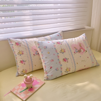 DoDo 兜兜2026新款40支全棉印花单枕套 可爱花兔-小版