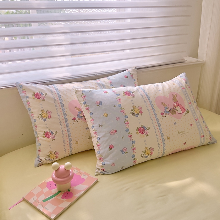 91家纺网 家纺一手货源 找家纺 DoDo 兜兜2026新款40支全棉印花单枕套 可爱花兔-小版