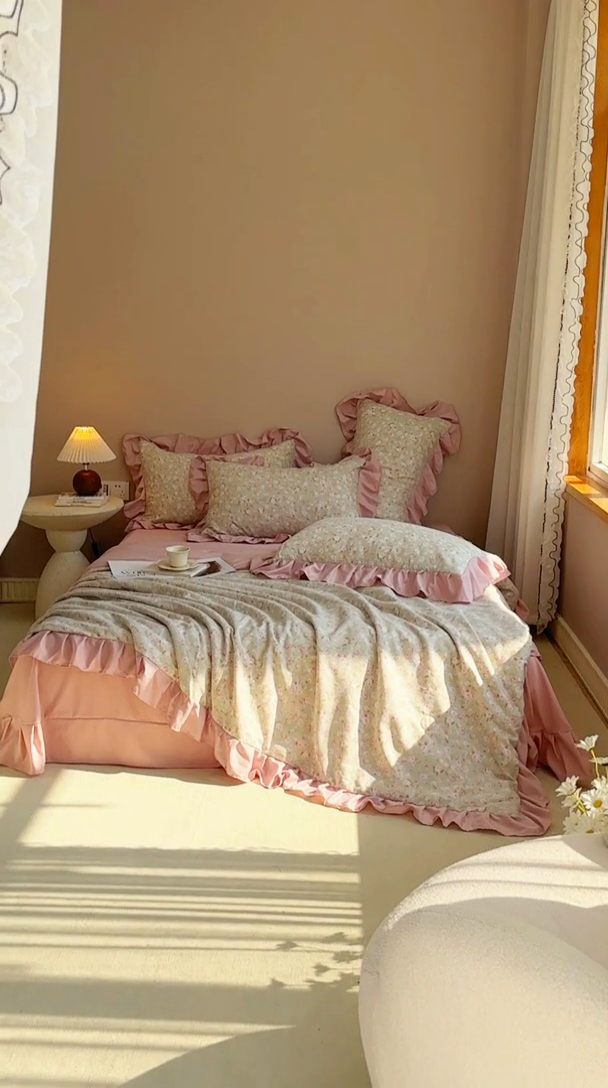 91家纺网 家纺一手货源 找家纺 梦莱斯2025新款针织棉夏被四件套 浅梦