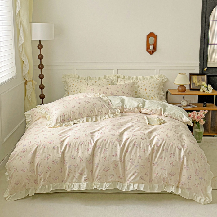 91家纺网 家纺一手货源 找家纺 澳梵家居 2025新款全棉印花韩版花间捕梦四件套 月亮茶会