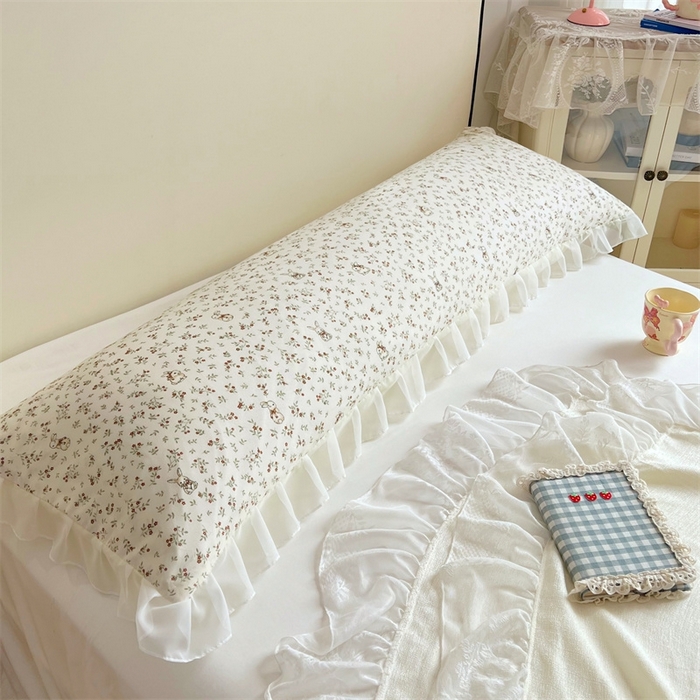 91家纺网 家纺一手货源 找家纺 梦舒羽2025新款针织棉双层纱花边枕头套情侣双人枕套枕芯套枕头内胆套 花边款-花仙子