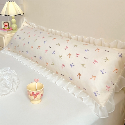 梦舒羽2025新款针织棉双层纱花边枕头套情侣双人枕套枕芯套枕头内胆套 花边款-彩色心情