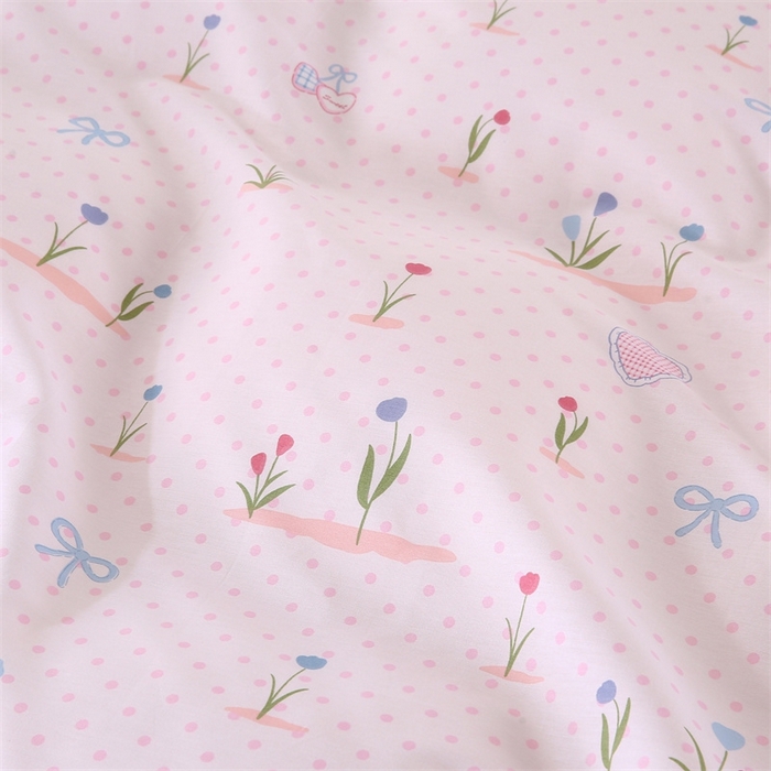 91家纺网 家纺一手货源 找家纺 梦舒羽2025新款全棉小清新印花加厚宿舍床单床裙款四件套 觅香少女-全棉