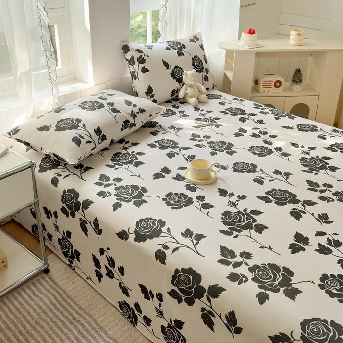 91家纺网 家纺一手货源 找家纺 莱登卡奴 新款A类100%全棉老粗布单品系列-床单 玫瑰情缘