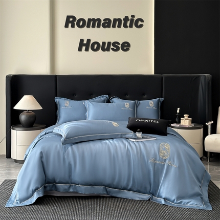 91家纺网 家纺一手货源 找家纺 （总）床绮 2025新款水洗真丝刺绣四件套-以爱之名-风格一