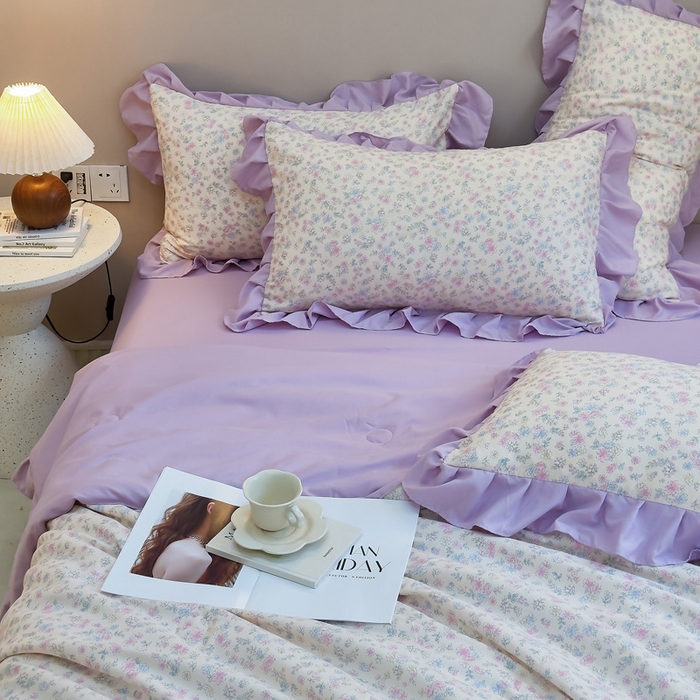 91家纺网 家纺一手货源 找家纺 梦莱斯2025新款针织棉夏被四件套 迭迭香色