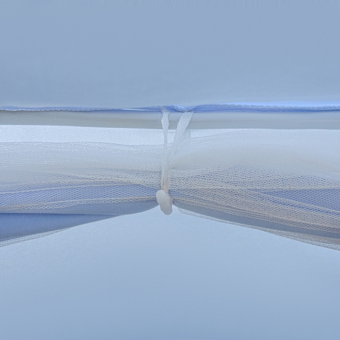 91家纺网 家纺一手货源 找家纺 兆星家纺 2025新款内穿带布帘蚊帐 款式一 纯色-蓝色（不含帘）