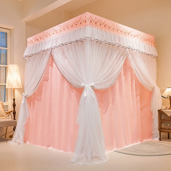 91家纺网 家纺一手货源 找家纺 锦逸家居 2025新款双层遮光防蚊落地蚊帐 温馨玉