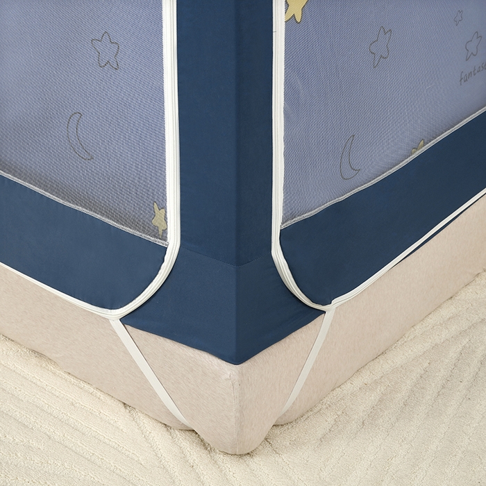 91家纺网 家纺一手货源 找家纺 显高蚊帐 2025新款U型坐床遮光防尘床帘式蚊帐 月亮宝贝