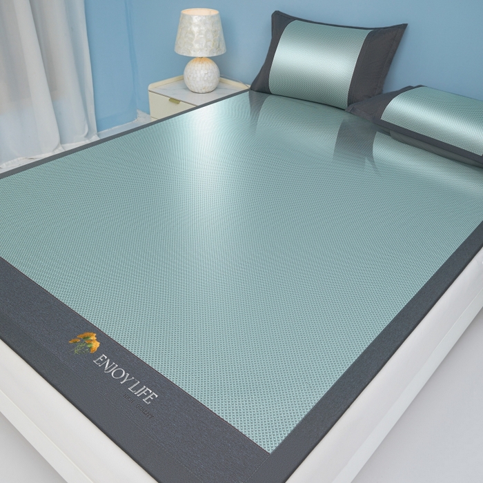 91家纺网 家纺一手货源 找家纺 尚品凤凰 2025新款小米花冰藤凉席 绿色