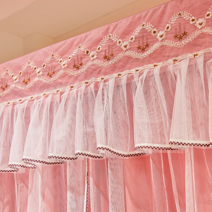 91家纺网 家纺一手货源 找家纺 锦逸家居 2025新款双层遮光防蚊落地蚊帐 魅力粉