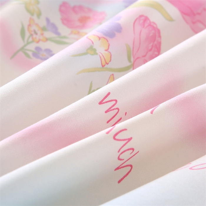 91家纺网 家纺一手货源 找家纺 梦舒羽2025新款全棉小清新印花加厚宿舍床单床裙款四件套 盛夏之姿-全棉