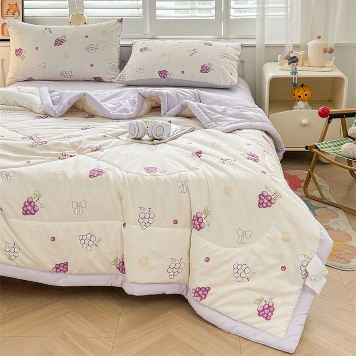 91家纺网 家纺一手货源 找家纺   壹张床  2025新款A类针织棉双层纱100%新疆棉花夏凉被《包检测》（提供买家秀） 紫葡萄