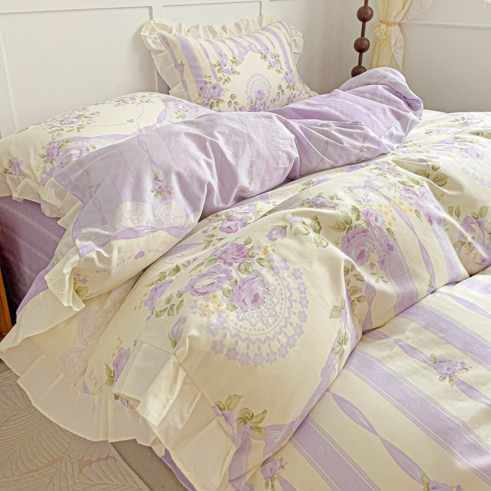 91家纺网 家纺一手货源 找家纺 澳梵家居 2025新款全棉印花韩版花间捕梦四件套 远山花黛