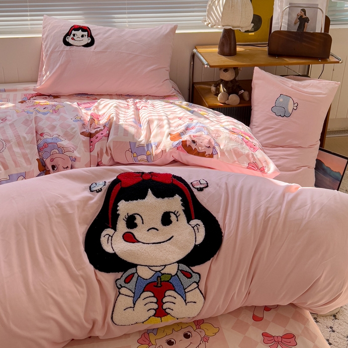 91家纺网 家纺一手货源 找家纺 （总）罗亿家纺 2025新款云朵棉可爱毛巾绣系列四件套