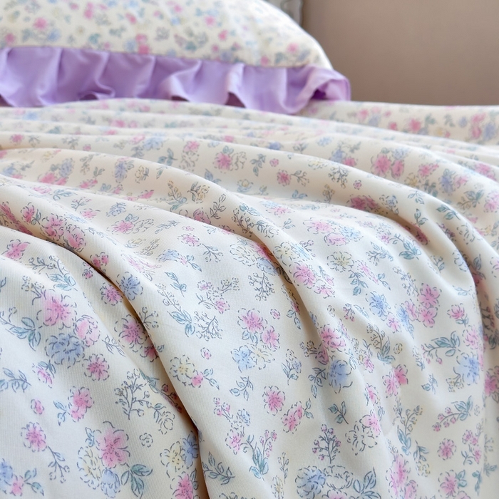 91家纺网 家纺一手货源 找家纺 梦莱斯2025新款针织棉夏被四件套 迭迭香色