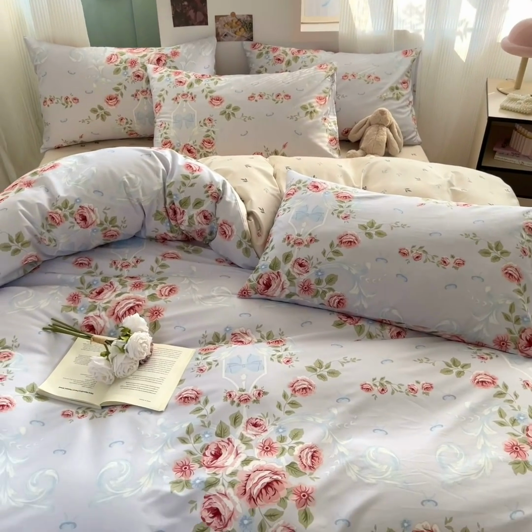 91家纺网 家纺一手货源 找家纺 寻米 2025新款13070全棉纯棉印花单被套 繁花晚庭