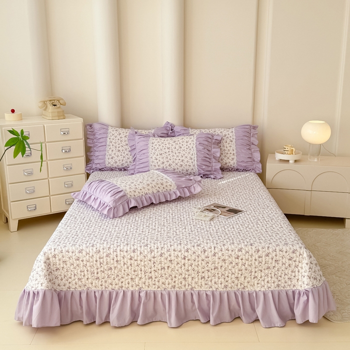 91家纺网 家纺一手货源 找家纺 （总）鹿辉家居2025新款双层纱韩版床盖四件套