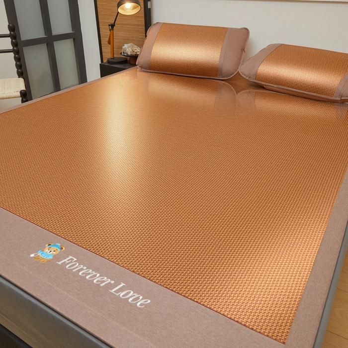 91家纺网 家纺一手货源 找家纺 尚品凤凰 2025新款冰藤席小熊绣花藤席 步步高