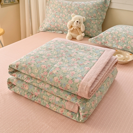 91家纺网 家纺一手货源 找家纺 （总）梦依依 2025新款小清新印花系列里外全棉棉花被夏被四件套