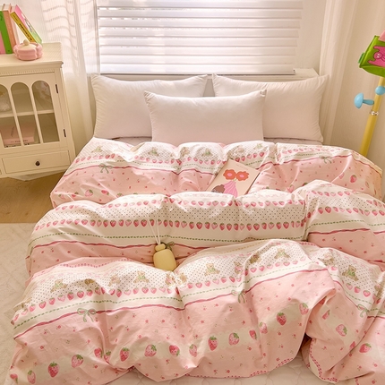 DoDo 兜兜2025新款40支全棉印花被套 粉粉草莓