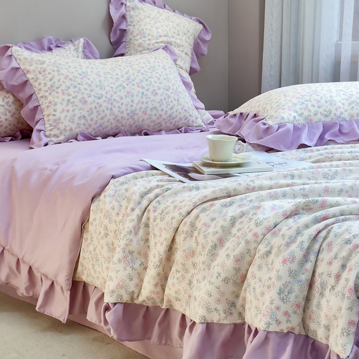 91家纺网 家纺一手货源 找家纺 梦莱斯2025新款针织棉夏被四件套 迭迭香色