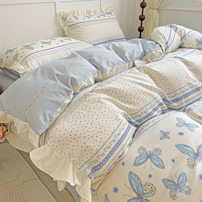 91家纺网 家纺一手货源 找家纺 澳梵家居 2025新款全棉印花韩版花间捕梦四件套 清风渡