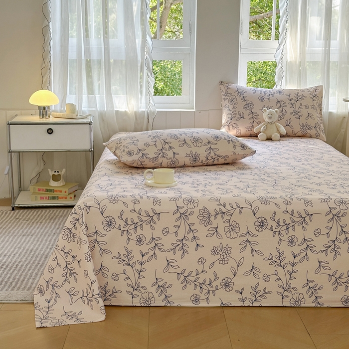 91家纺网 家纺一手货源 找家纺 莱登卡奴 新款A类100%全棉老粗布单品系列-床单 蓝海山居