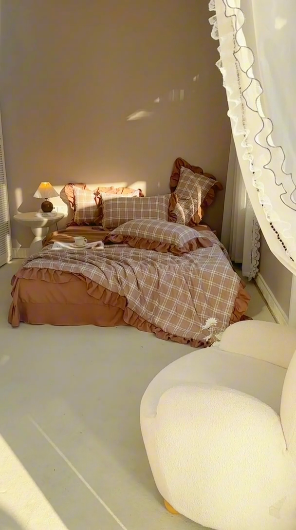 91家纺网 家纺一手货源 找家纺 梦莱斯2025新款针织棉夏被四件套 苏格兰