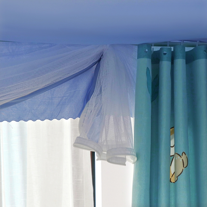 91家纺网 家纺一手货源 找家纺 显高蚊帐 2025新款U型坐床遮光防尘床帘式蚊帐 麋鹿花海