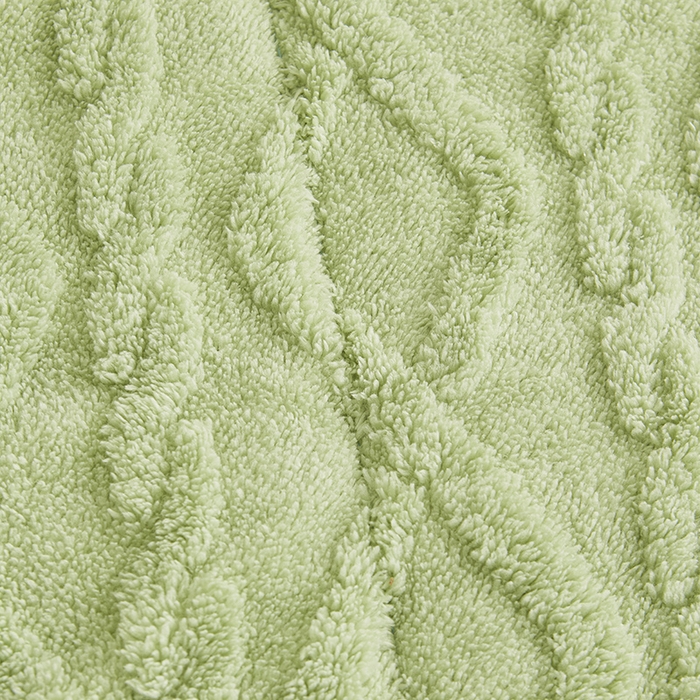 91家纺网 家纺一手货源 找家纺 澳梵家居 2025新款塔芙绒提花毛毯盖毯 草绿-白